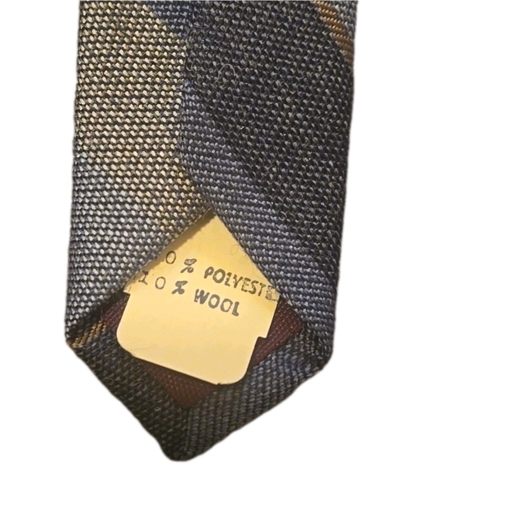 Vtg Botany 500 Tie Mens 1960s Old Stock Wool Poly Striped USA Mod Mad Men 55x3"
